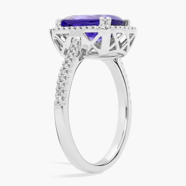 Cushion Cut Tanzanite Double Prong Diamond Ring