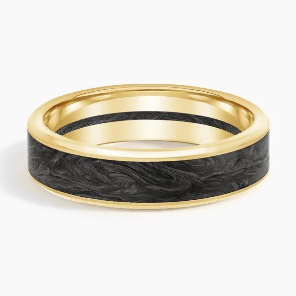 Blaze Black 6mm Wedding Ring in Forged Carbon and 18K Yellow Gold