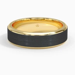 Merle Black 6mm Wedding Ring in Titanium and 18K Yellow Gold