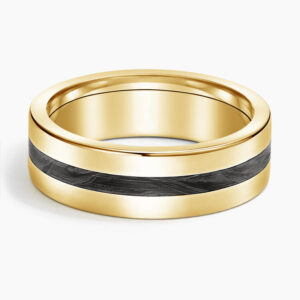 Boulevard 7mm Wedding Ring in 18K Yellow Gold and Forged Carbon