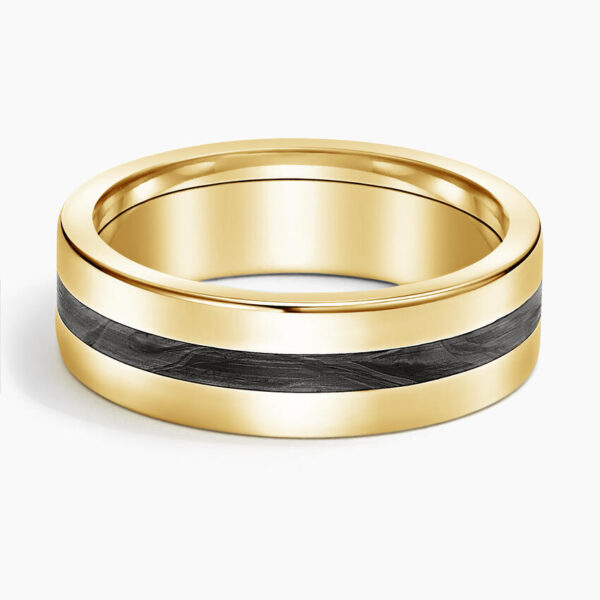 Boulevard 7mm Wedding Ring in 18K Yellow Gold and Forged Carbon