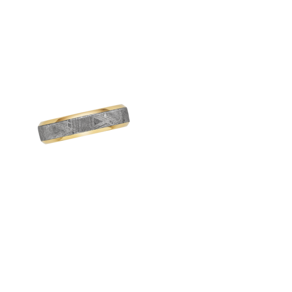 Merle 6mm Wedding Ring in Meteorite and 18K Yellow Gold – Image 3