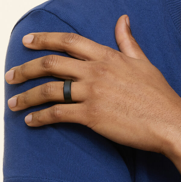 Jett Black 6mm Wedding Ring in Tungsten and 18K White Gold – Image 2
