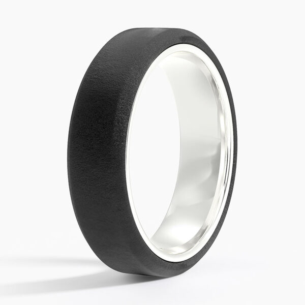 Jett Black 6mm Wedding Ring in Tungsten and 18K White Gold – Image 3