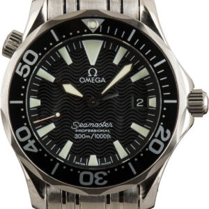Preowned Omega Seamaster Black Wave Dial