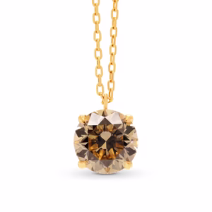 Light Brown Round Diamond Solitaire Pendant