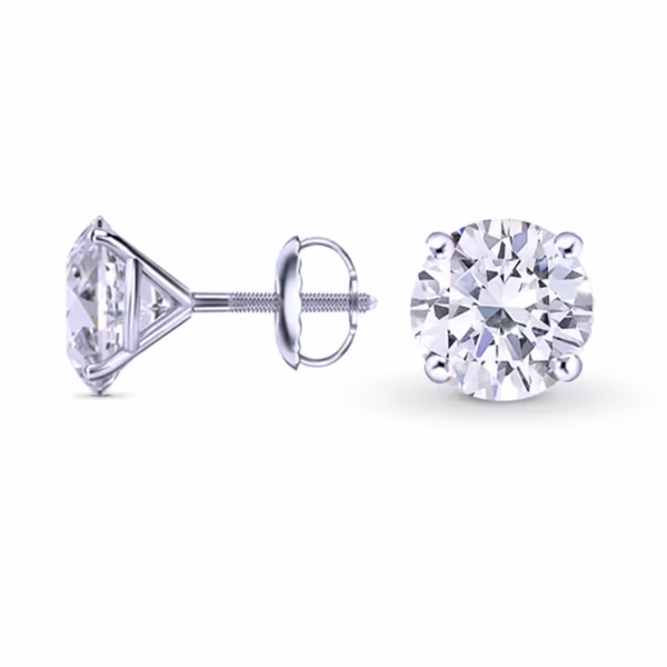 GIA, Round Brilliant Diamond Stud Earrings - Image 2