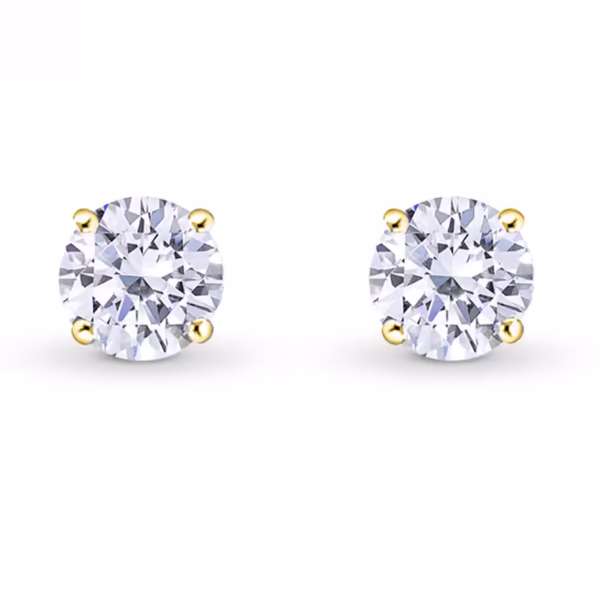 GIA, Round Brilliant Diamond Stud Earrings - Image 3