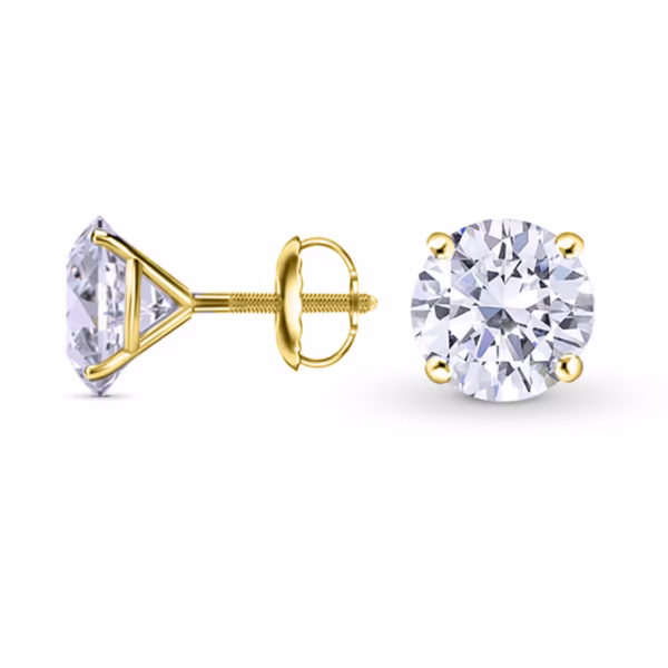 GIA, Round Brilliant Diamond Stud Earrings - Image 4
