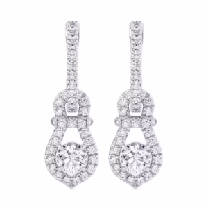 Round Brilliant Halo Diamond Drop Earrings