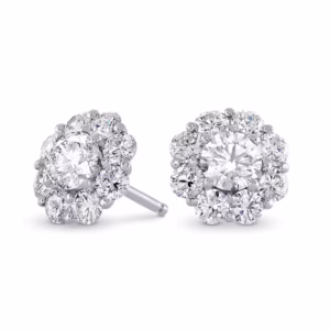 Round Brilliant Diamond Halo Earrings