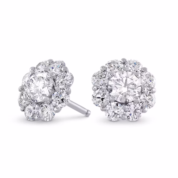 Round Brilliant Diamond Halo Earrings