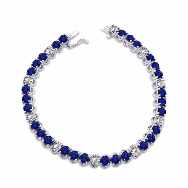 Diamond & Sapphire Tennis Bracelet – Image 2