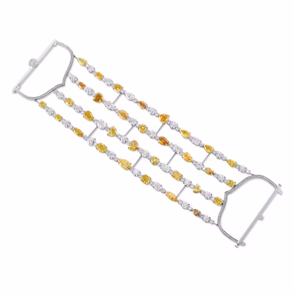 Mix Color and White Diamond Bracelet. GIA – Image 2