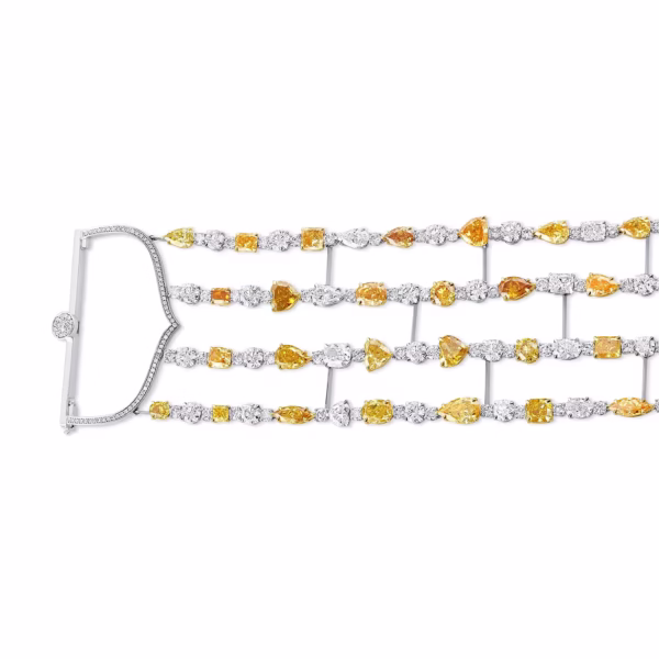 Mix Color and White Diamond Bracelet. GIA