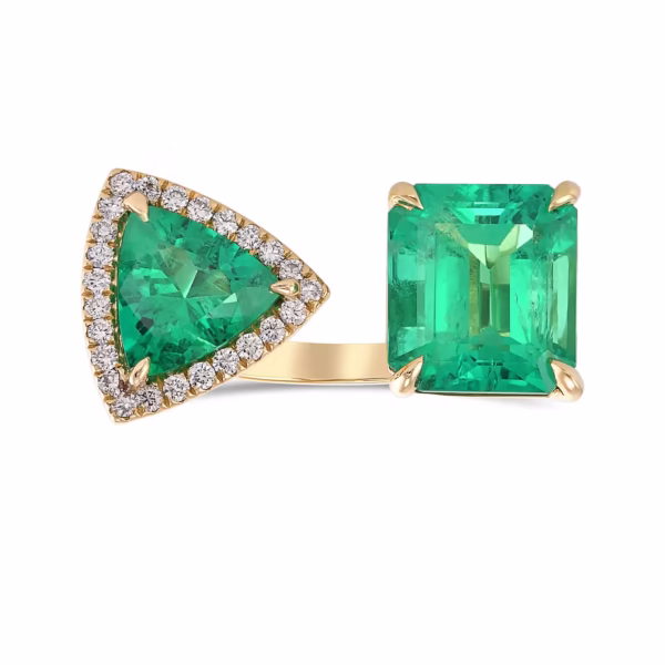 Emerald Two-stone Cuff Ring – Image 2