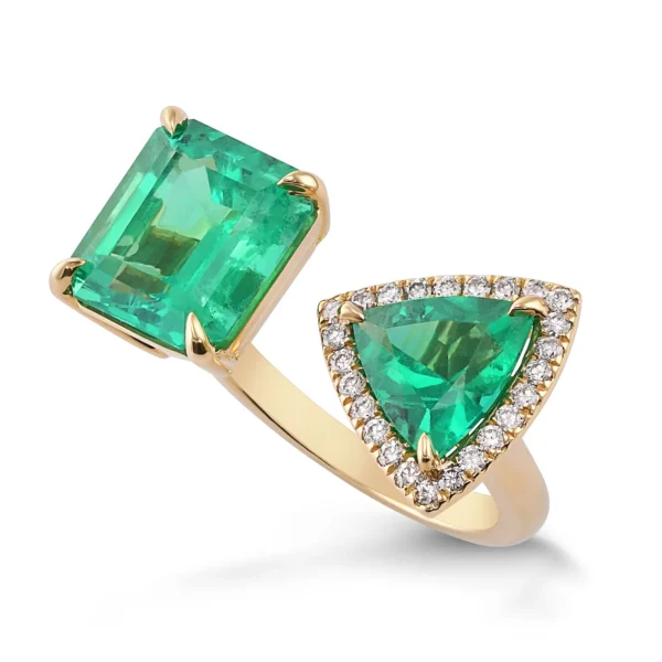 Emerald Two-stone Cuff Ring – Image 3
