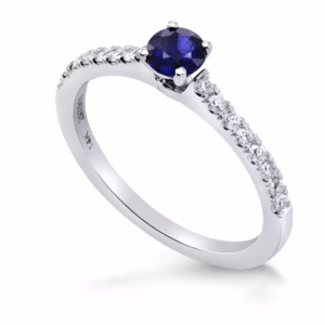 Round Sapphire & Diamond Engagement Ring