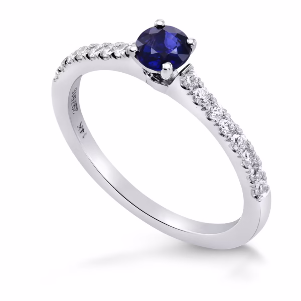 Round Sapphire & Diamond Engagement Ring