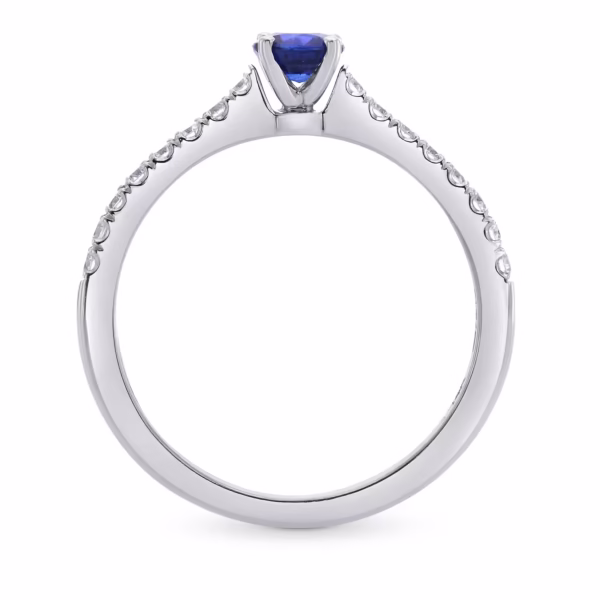Round Sapphire & Diamond Engagement Ring – Image 2