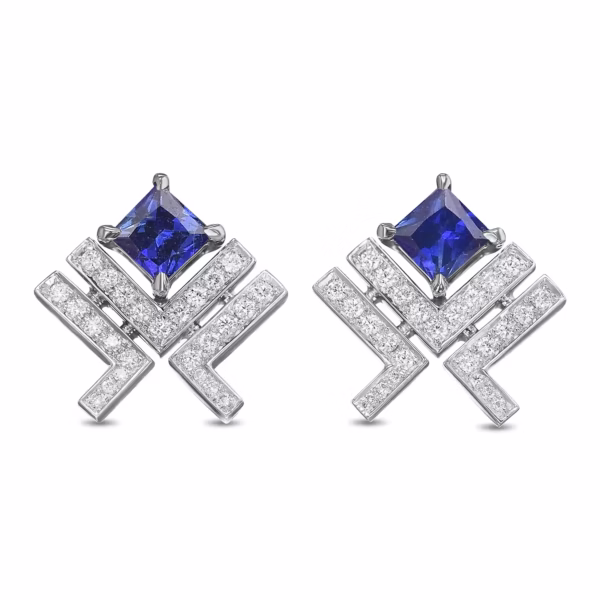 Sapphire Pave Earrings - Image 2