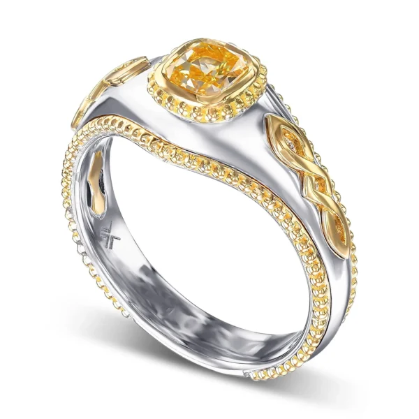 Fancy Yellow Cushion Diamond – Image 2