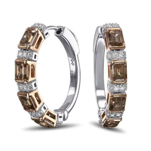 Fancy Brown Diamond Hoop Earrings