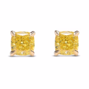 Fancy Intense Yellow Cushion Stud Earrings
