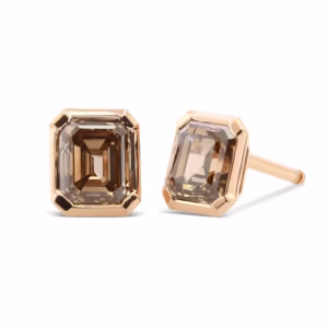 Fancy Brown Diamond Bezel Stud Earrings