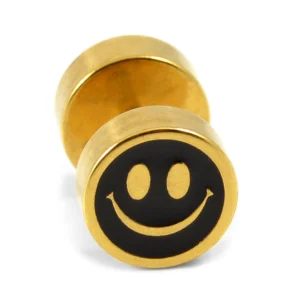 Sentio | 8 mm Gold-Tone Surgical Steel Smiley Stud Earring