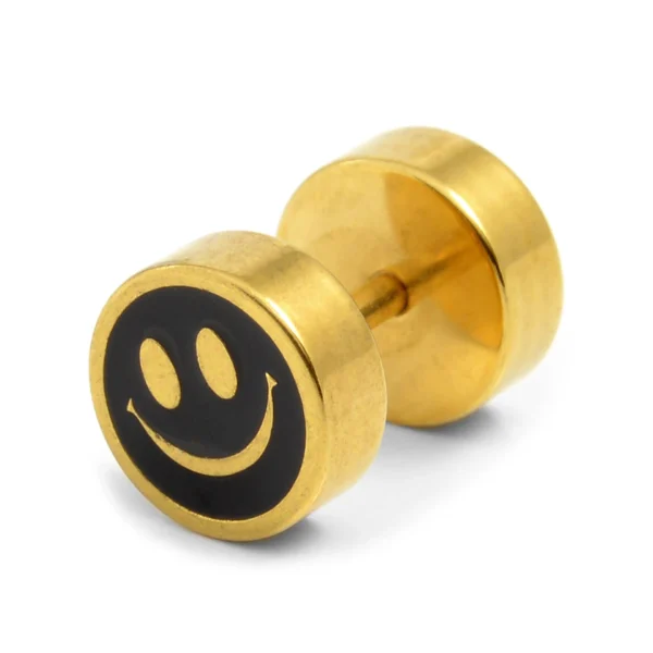 Sentio | 8 mm Gold-Tone Surgical Steel Smiley Stud Earring - Image 2