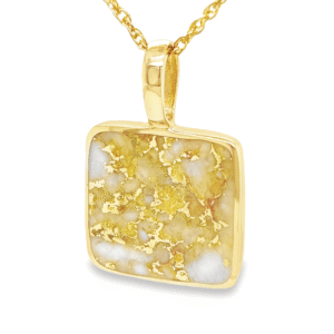 Gold Quartz 14k Square