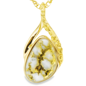 Gold Quartz & Nugget Pendant