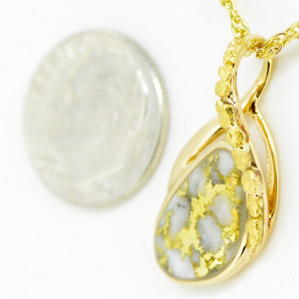 Gold Quartz & Nugget Pendant – Image 2